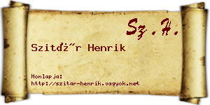 Szitár Henrik névjegykártya
