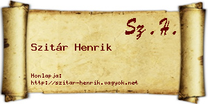 Szitár Henrik névjegykártya